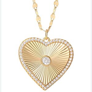 Jessica Simpson Silver Heart Pendant Necklace Yellow Gold